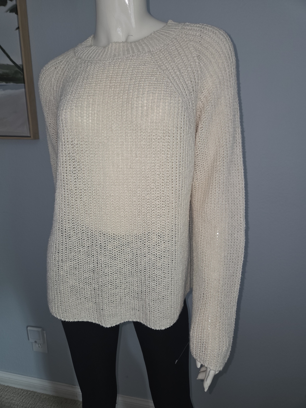NEW Massimo Dutti Ivory Shaker Linen Cotton Knit